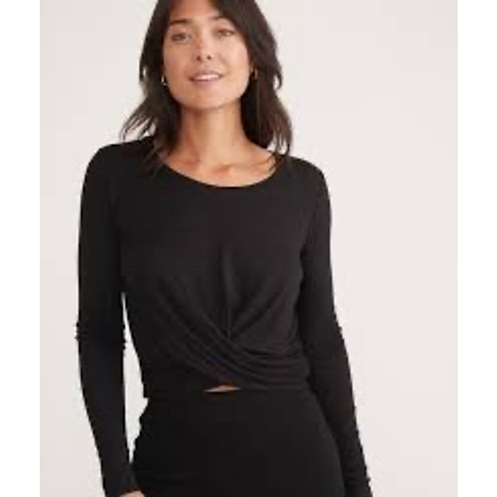Lexi Rib Twist Front Long Sleeve Top Xs EUC